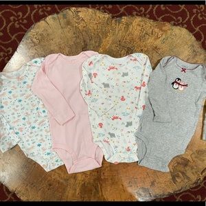 Lot of 4 Carter’s Long Sleeve Onesies (12m)
